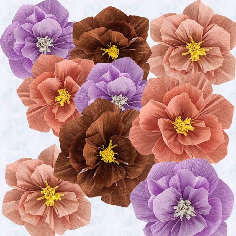 Lilac Crepe Paper Peony Flower - 3 Sizes