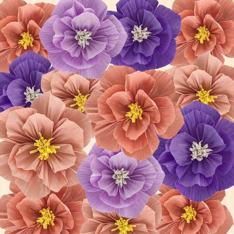 Purple Crepe Paper Peony Flower - 3 Sizes