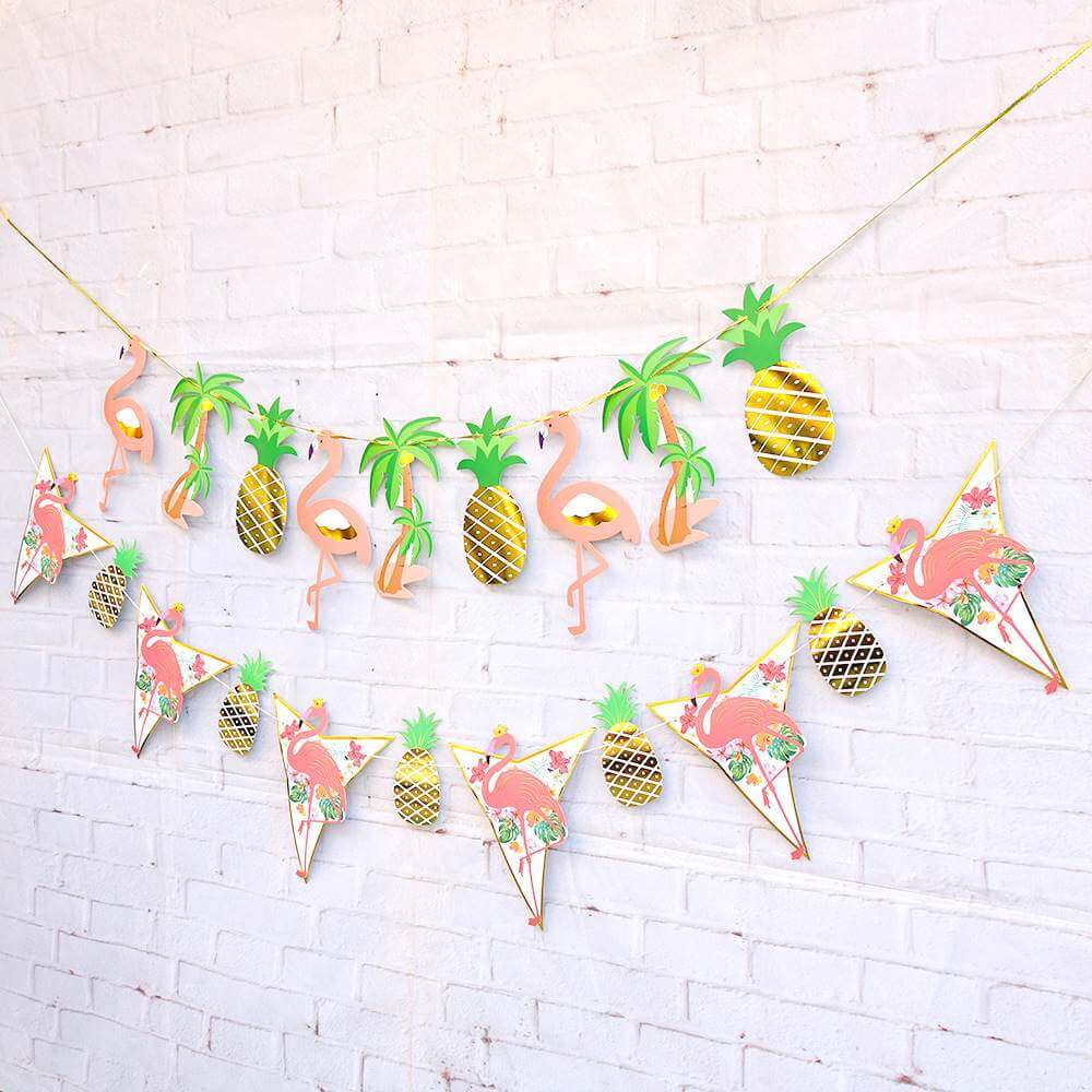 Flamingo Palm Tree Pineapple Paper Flag Garland