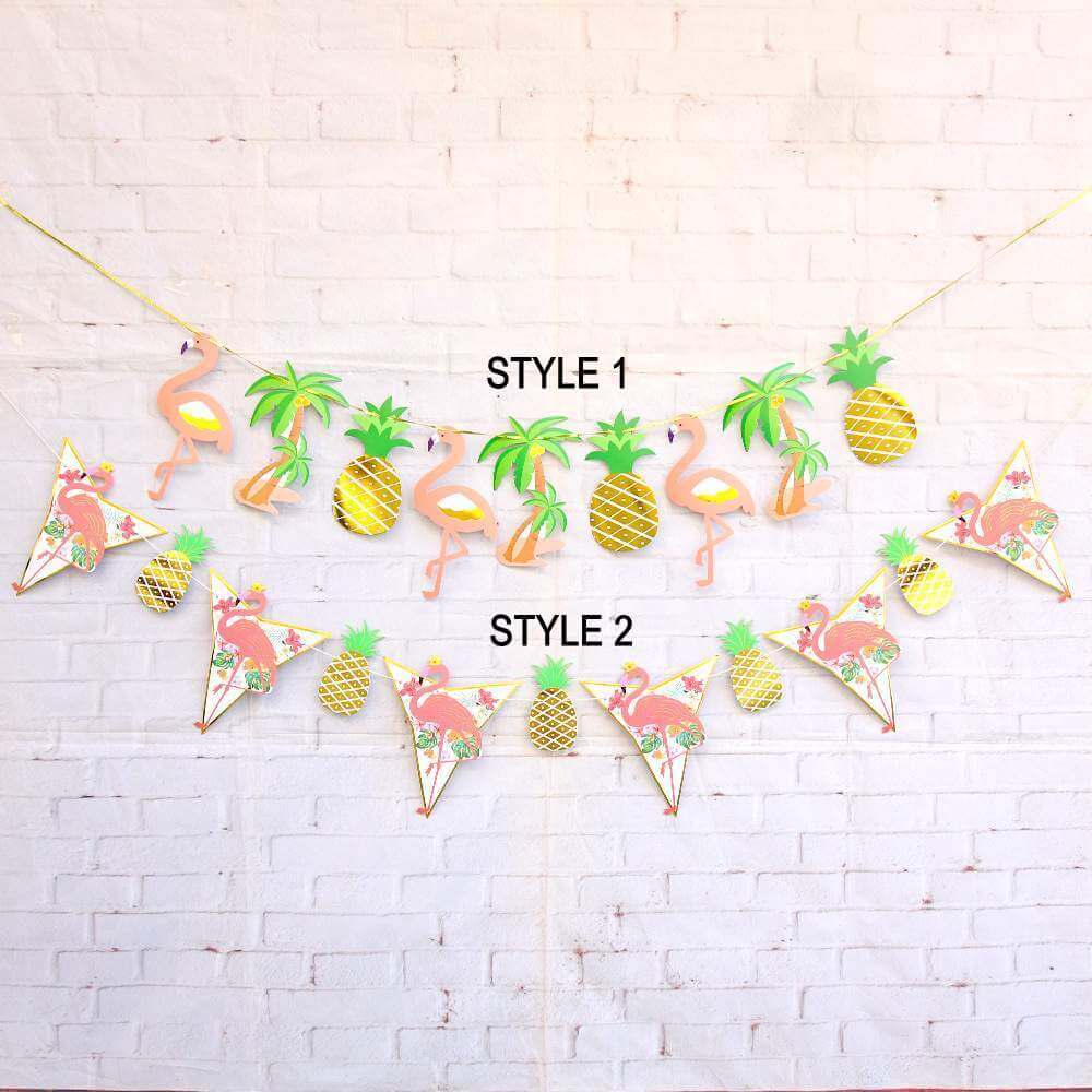 Flamingo Palm Tree Pineapple Paper Flag Garland