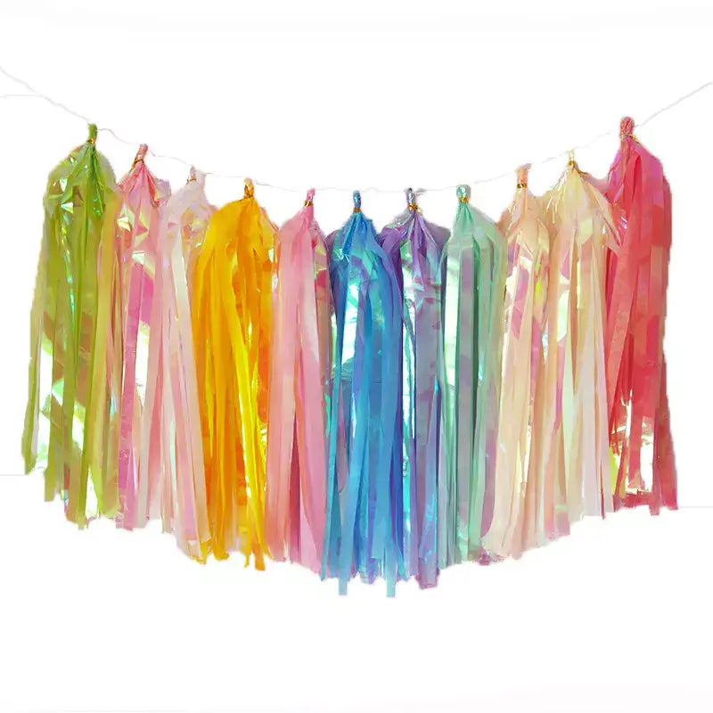 Online Party Supplies Multicoloured Iridescent Tassel Garland (Pack of 5) choose your own colours
