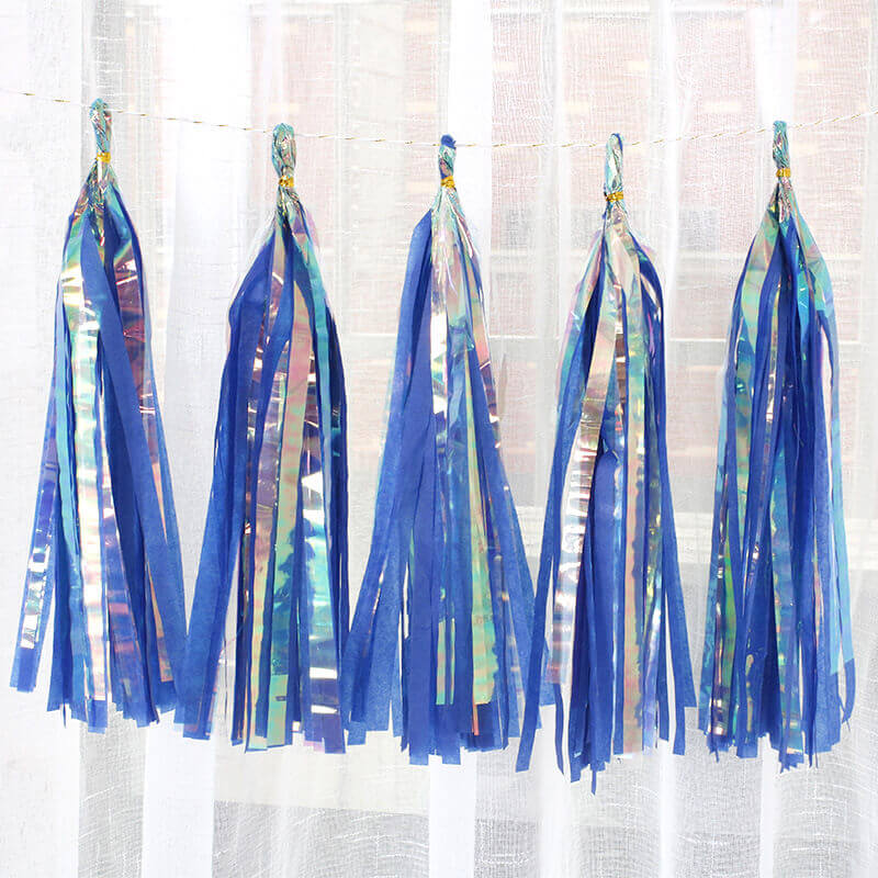 Online Party Supplies Iridescent Navy Blue Tassel Garland (Pack of 5)