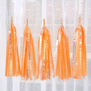 Online Party Supplies Iridescent Orange Tassel Garland (Pack of 5)