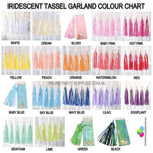 Online Party Supplies Multicoloured Iridescent Tassel Garland (Pack of 5) colour chart