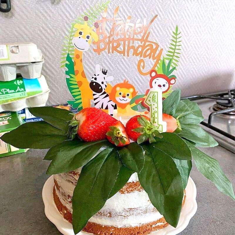 Paper 'Happy Birthday' Jungle Animal Safari Cake Topper