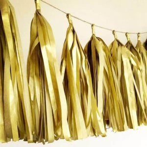 paper metallic gold Tissue Tassel Garlands - Online Party Supplies