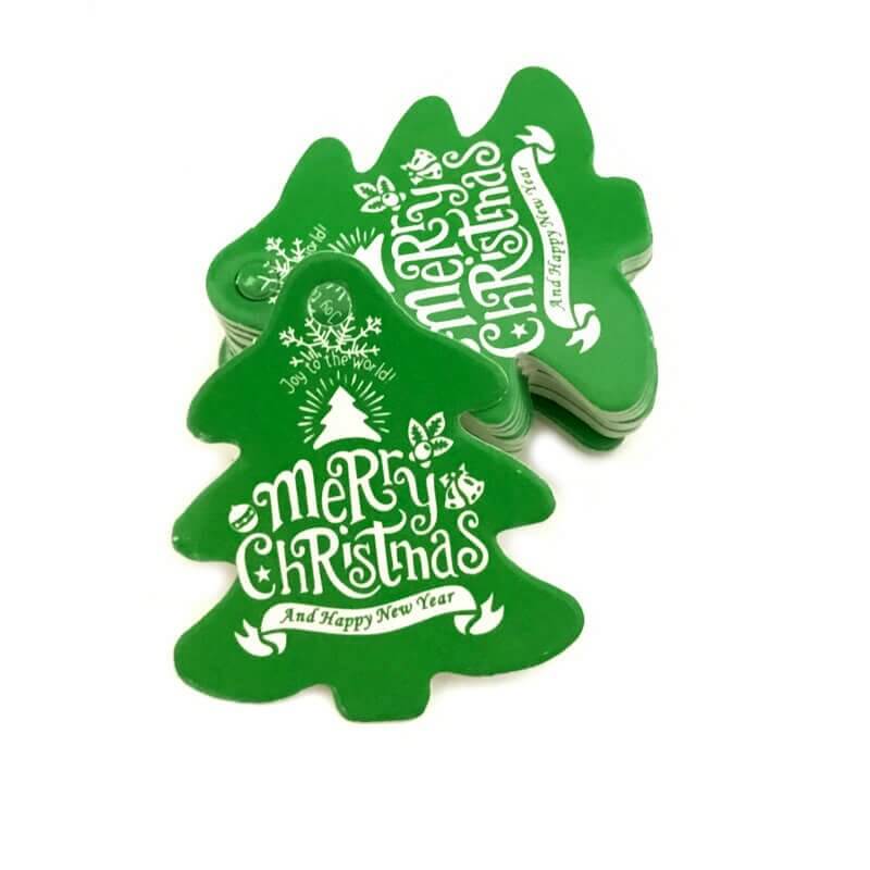 Green Xmas Tree Shape Merry Christmas and Happy New Year Gift Tag 10 Pack