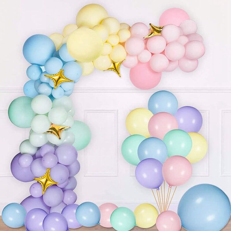 195pcs Balloon Garland DIY Kit - Pastel Rainbow with Gold Stars - #28