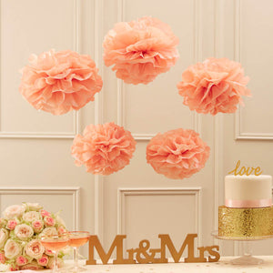 peach Tissue Paper Pom Poms Pompoms Balls Flowers Party Hanging Decorations