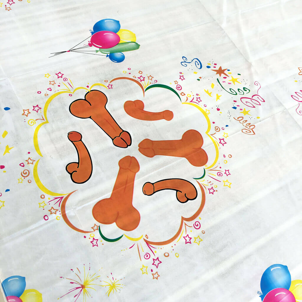 185cm x 132cm Online Party Supplies Naughty Hen Party Penis Tablecloth