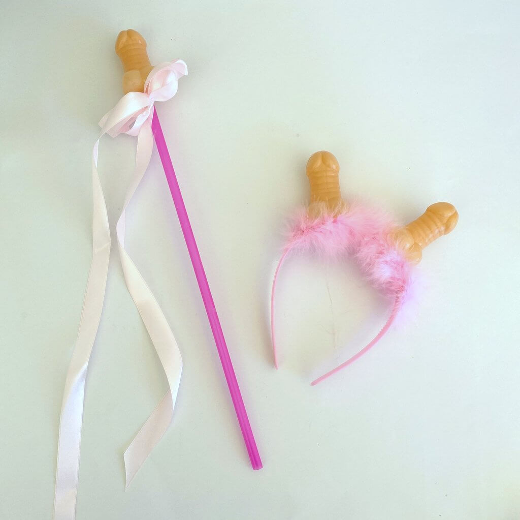 Naughty and Sexy Hen Party Nude Penis Wand and Fur Boppers Headband