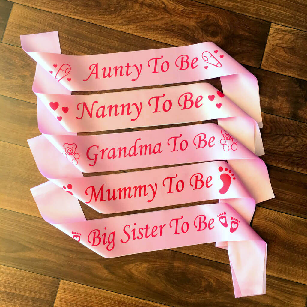 Pink 'Nanny To Be' Baby Shower Satin Sash