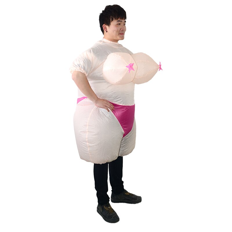 Jumbo Inflatable Hen Party Pink & Beige Boobie Costume