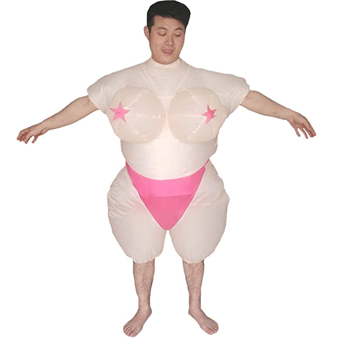 Jumbo Inflatable Hen Party Pink & Beige Boobie Costume