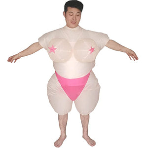 Jumbo Inflatable Hen Party Pink & Beige Boobie Costume