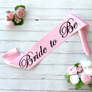 Pink Bachelorette Party Bride to be Sash with Black Writing