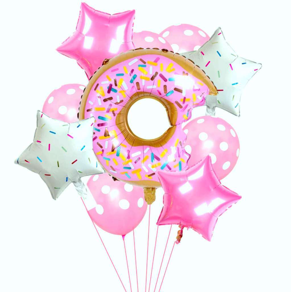 Giant Doughnut Donut Shaped Balloon Bundle - Donut Themed Party Decorations