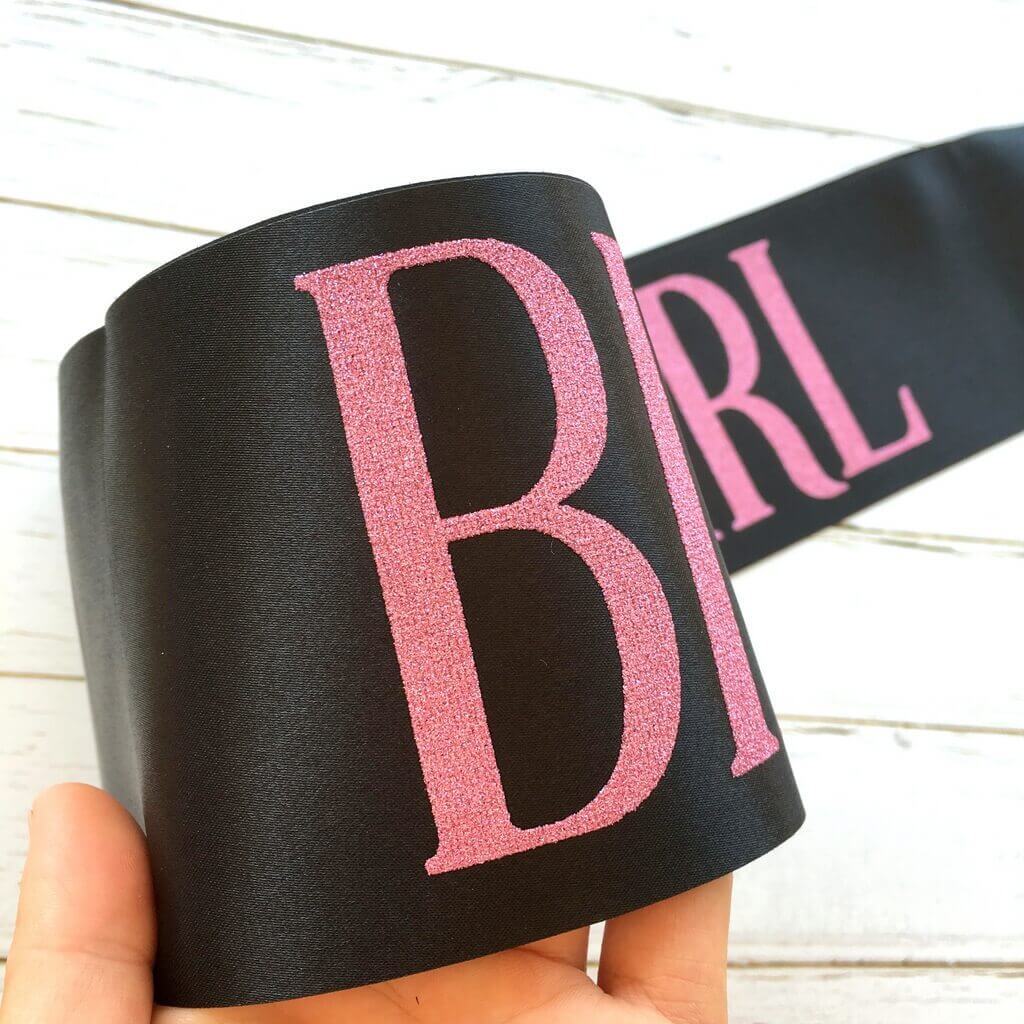 Online Party Supplies Pink Glitter 'Birthday Girl' Luxurious Black Satin Sash