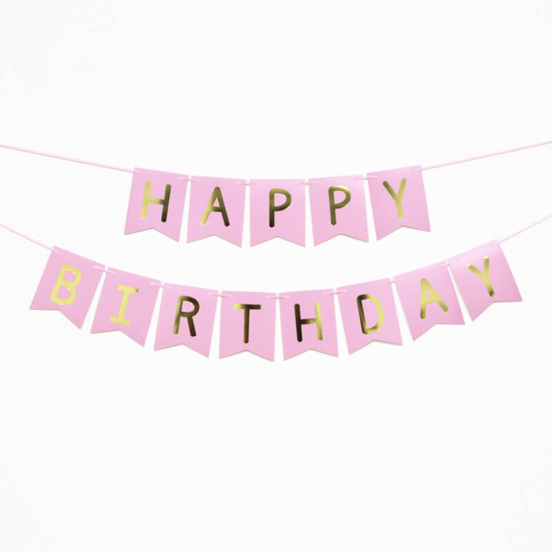 Pink Happy Birthday Paper Bunting Banner