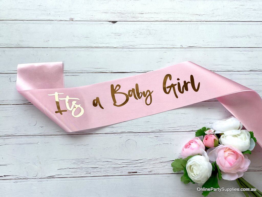 Pink 'It's a Baby Girl' Baby Shower Satin Sash - Gender Reveal Party Decorations