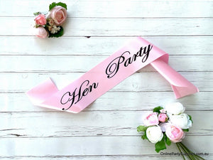 Pink 'Hen Party' Satin Sash - Bachelorette Party Sash