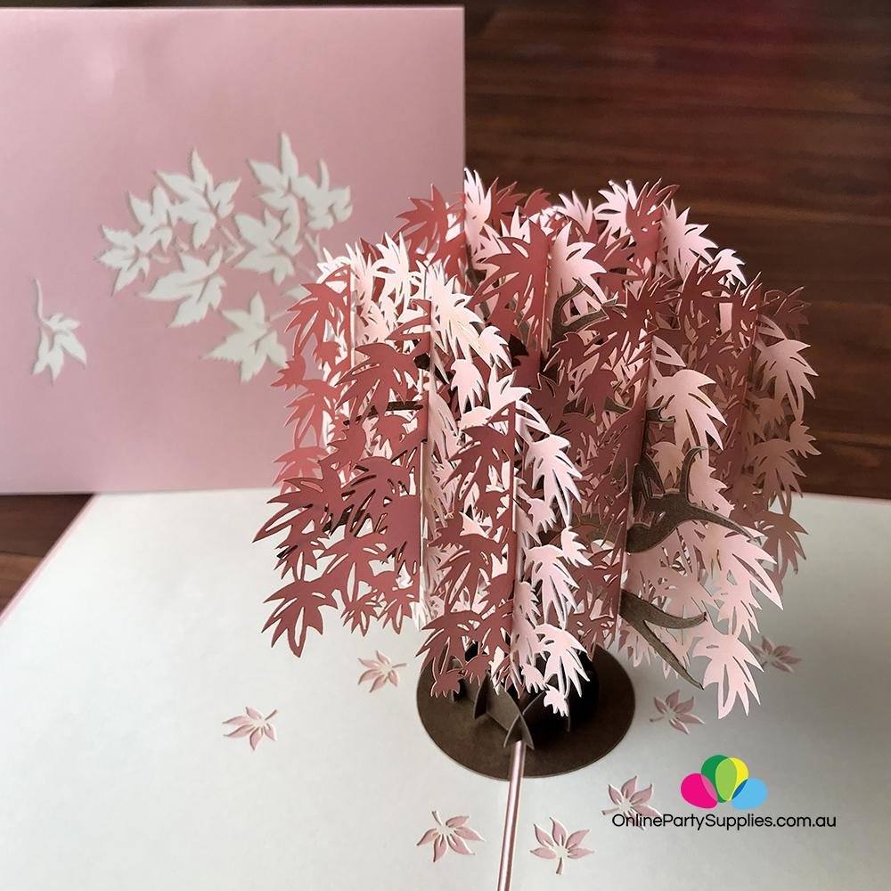 Pink Japanese Maple Tree 3D Pop Up Card - Online Party Supplies