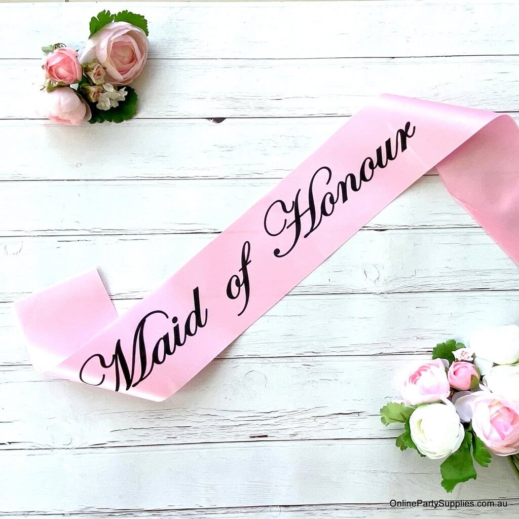 Pink 'Maid of Honour' Satin Sash - Bachelorette Party Sash