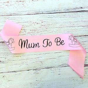 Pink Mum To Be with Rocking Horses Baby Shower Satin Sash - Gender Reveal Party Decorations