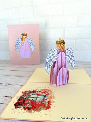 Online Party Supplies Australia Handmade Praying Guardian Angel Pop Up Christmas Card for her