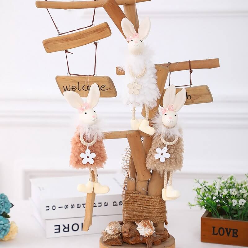 Easter Bunny Rabbit Doll Hanging Ornament - Easter Themed Party Supplies, Accessories, and Paper Decorations