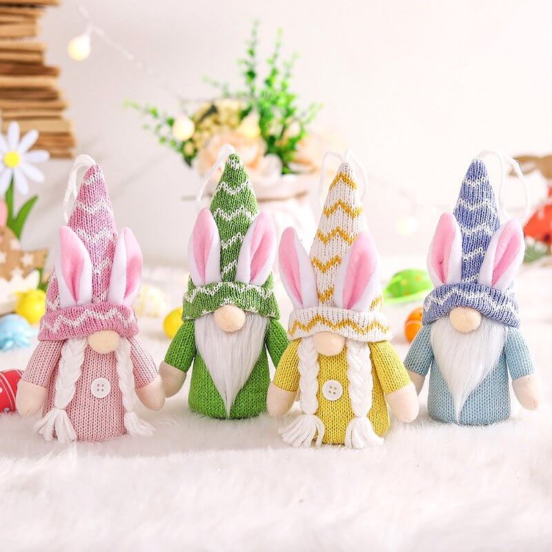 Plush Knitted Easter Bunny Gnome Hanging Ornament