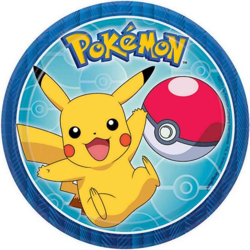 Pokemon Classic Round Paper Plates 17cm 8pk