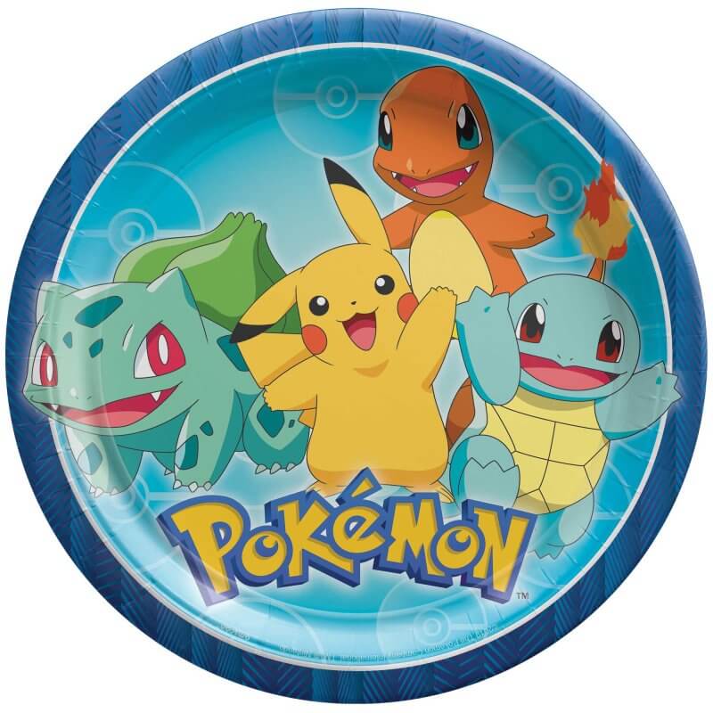 Pokemon Classic 23cm Round Paper Plates 8 Pack