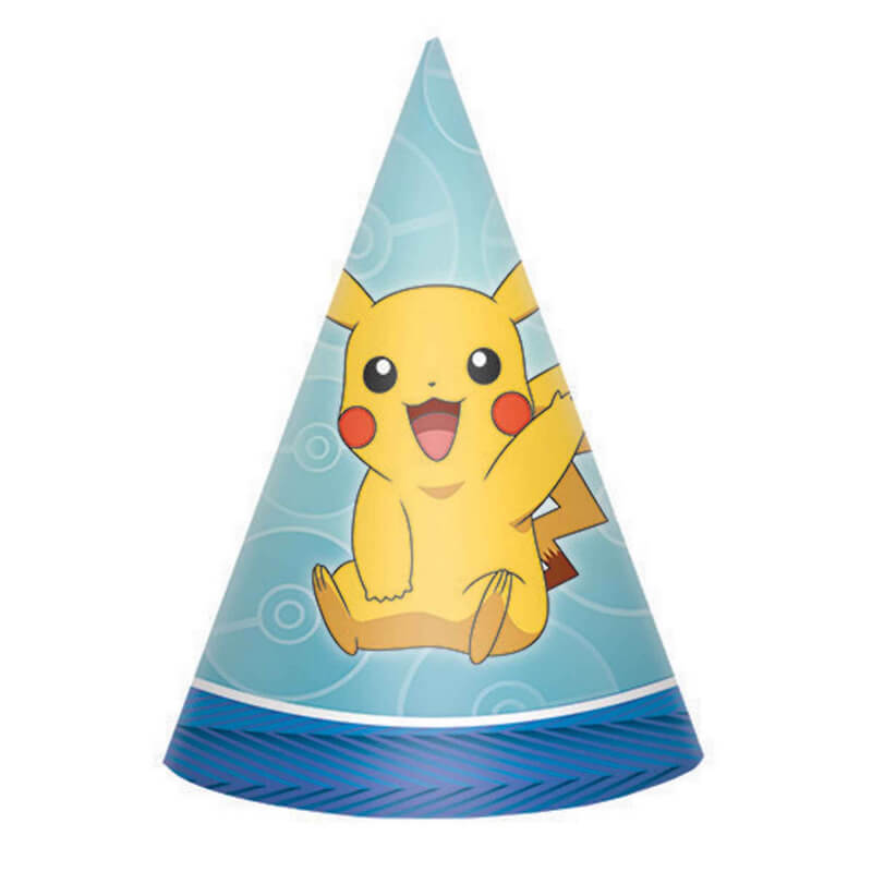 Pokemon Core Cone Paper Party Hats 8 Pack