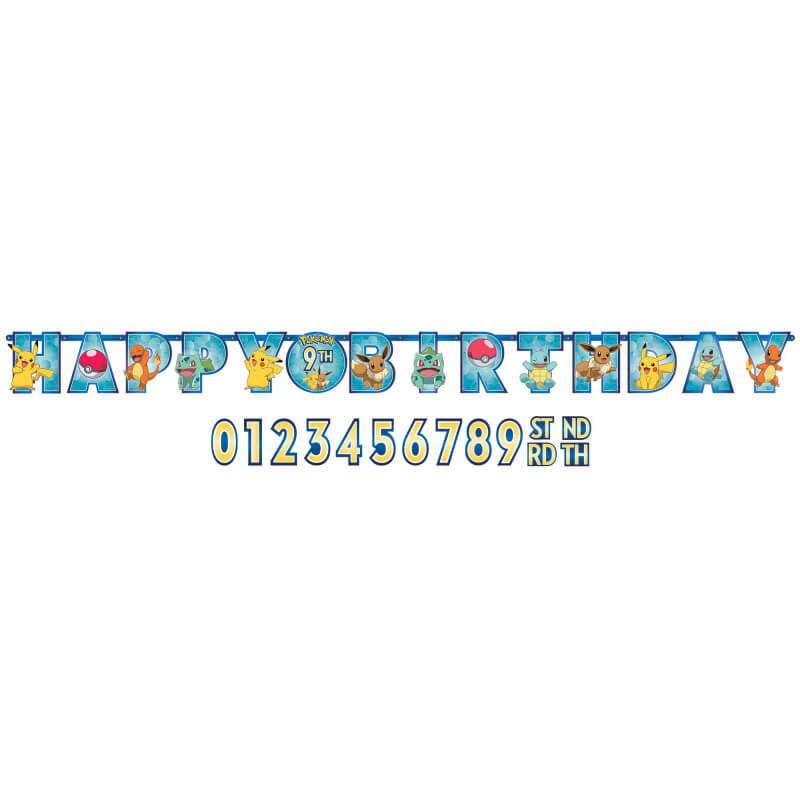Pokemon Core Jumbo Happy Birthday Add-An-Age Letter Paper Banner