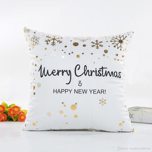 Premium Quality Bronze Printed Merry Christmas Decorative Cushion Cover - Online Party Supplies