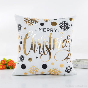 Premium Quality Bronze Printed Merry Christmas Decorative Cushion Cover - Online Party Supplies