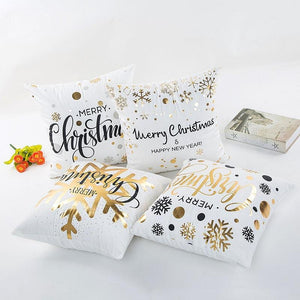 Premium Quality Bronze Printed Merry Christmas Decorative Cushion Cover - Online Party Supplies