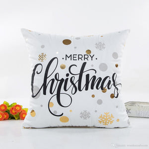 Premium Quality Bronze Printed Merry Christmas Decorative Cushion Cover - Online Party Supplies