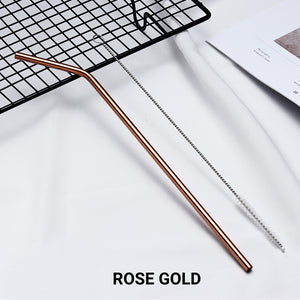 bent rose gold Stainless Steel Straw, reusable, eco-friendly metal straws 210mm x 6mm