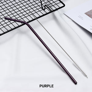 bent purple Stainless Steel Straw, reusable, eco-friendly metal straws 210mm x 6mm