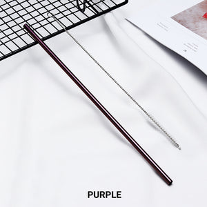 straight purple Stainless Steel Straw, reusable, eco-friendly metal straws 210mm x 6mm