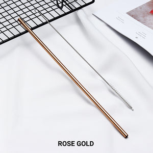 straight rose gold Stainless Steel Straw, reusable, eco-friendly metal straws 210mm x 6mm