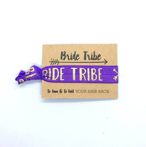 Gold Print Purple Bride Tribe Hair Tie Bridal Wristband for Hen Bachelorette Party Bridesmaids gifts