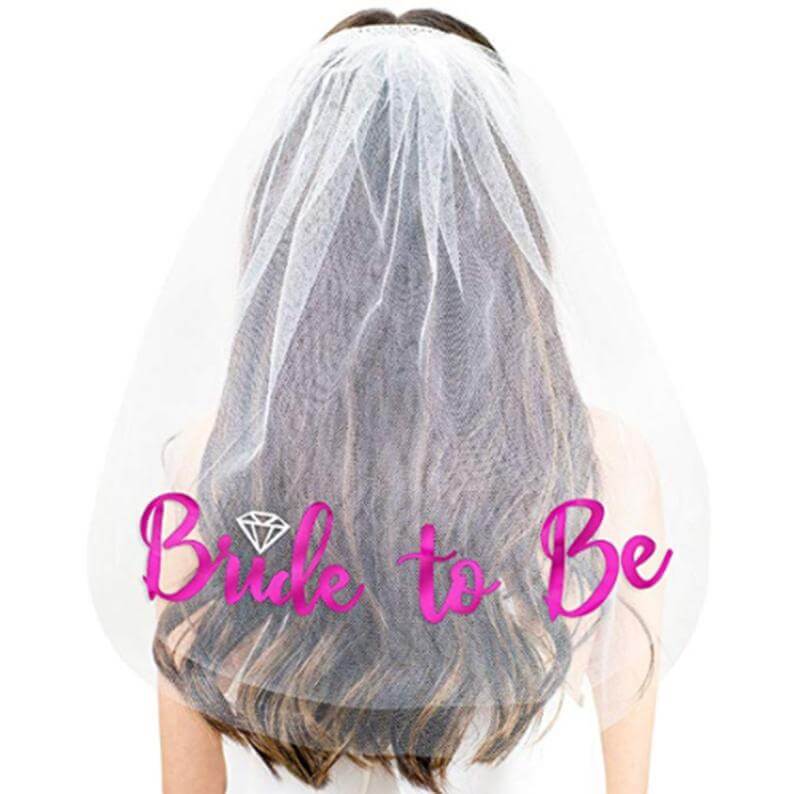 Purple Foiled 'Bride To Be' Wedding Veil