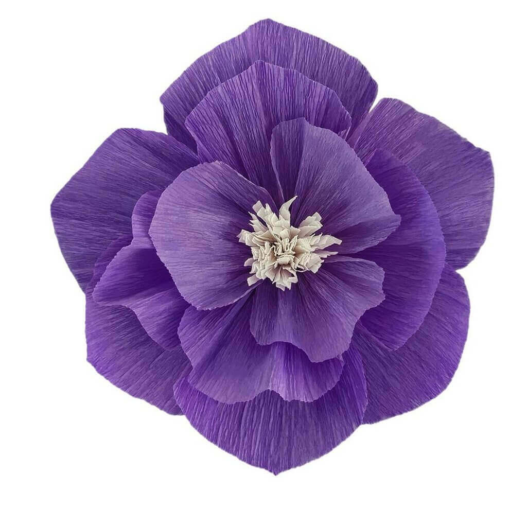 Purple Crepe Paper Peony Flower - 3 Sizes