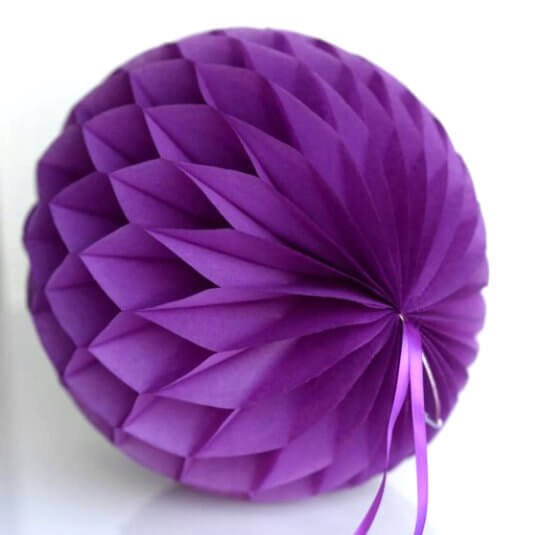 Decorative Purple Paper Honeycomb Ball - Paper Ceiling and Wall Hanging Party Decorations - Environment-friendly Alternatives to Foil and Latex Balloons