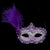 Glitter Lace Tall Feather Masquerade Mask - Purple