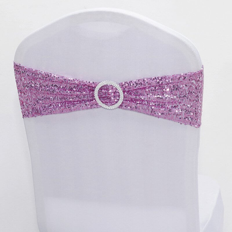 Sparkly Sequin Lycra Chair Sash - Purple