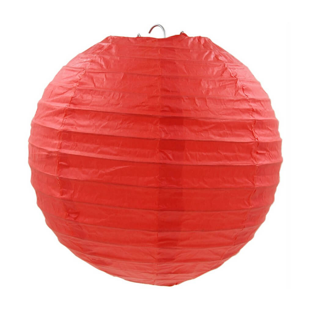 Red Round Chinese Paper Lantern - 4 Sizes (6 inches, 8 inches, 10 inches and 12 inches)